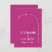 マゼンモダンタミニマルーチ付きマゼンタ結婚ン サンキューカード (正面/裏面)