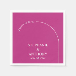 マゼンモダンタミニマルーチ付きマゼンタ結婚ン スタンダードカクテルナプキン