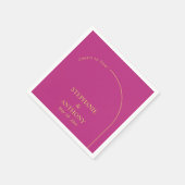 マゼンモダンタミニマルーチ付きマゼンタ結婚ン スタンダードカクテルナプキン (角)