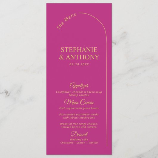 マゼンモダンタミニマルーチ付きマゼンタ結婚ン メニュー (正面)