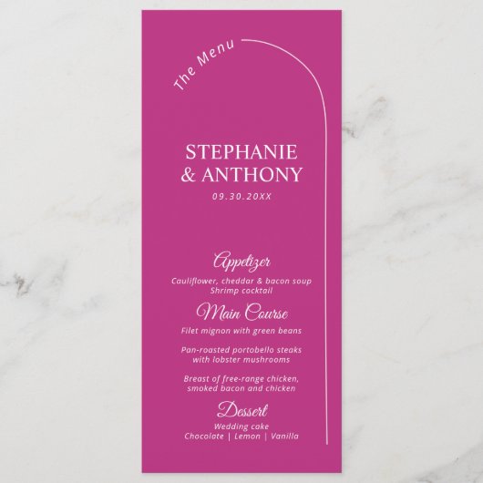 マゼンモダンタミニマルーチ付きマゼンタ結婚ン メニュー (正面)