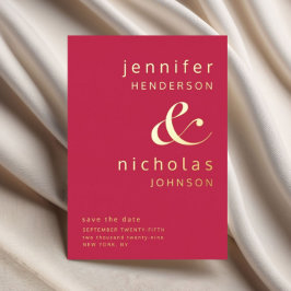 マゼンモダンタ式の日付金ゴールドの保存 箔招待状