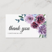 マゼンモダンタ水色フラワーカサンキューード エンクロージャーカード (正面)