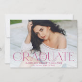 マゼンモダンタ系写真卒業 案内状 (正面)