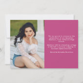 マゼンモダンタ系写真卒業 案内状 (裏面)