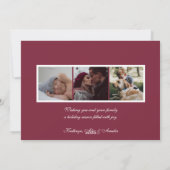 マゼンモダンタ色のクリスマスリース写真 シーズンカード (裏面)