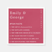 マゼンモダンタ色のスタイリッシュおもしろいファクト結婚ー スタンダードカクテルナプキン (正面)