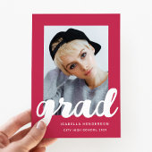 マゼンモダンタ色のフォトスクリプトの卒業 案内状