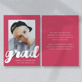 マゼンモダンタ色のフォトスクリプトの卒業 案内状