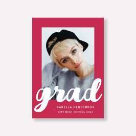 マゼンモダンタ色のフォトスクリプトの卒業 案内状