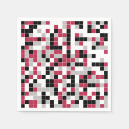 マゼンモダンタ色ブラックグレージオメトリ スタンダードカクテルナプキン