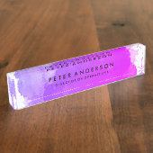 マゼンモダンタ色机用ネームプレート デスクネームプレート (側面)