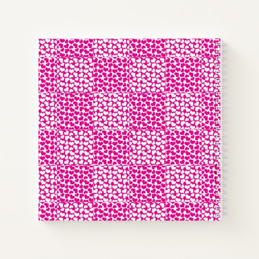 マゼン市松模様にタとホワイトモノグラムの愛 ノートブック (裏面)