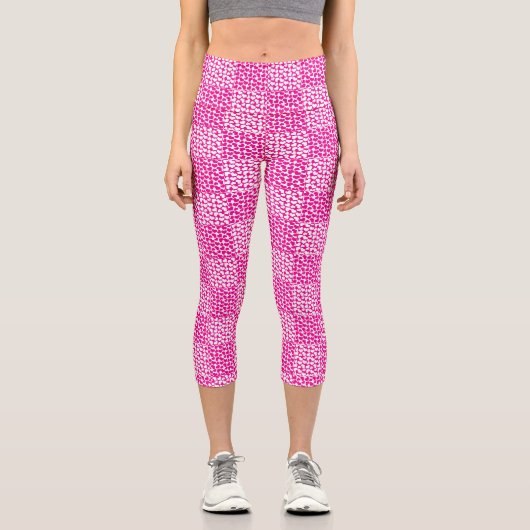 マゼン市松模様にタと白の愛 カプリレギンス (正面)