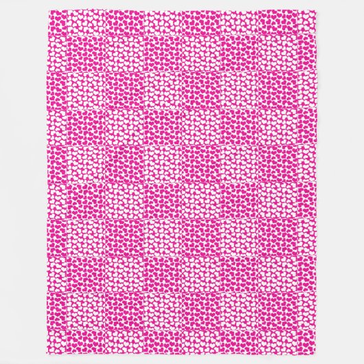 マゼン市松模様にタと白の愛 フリースブランケット (正面)