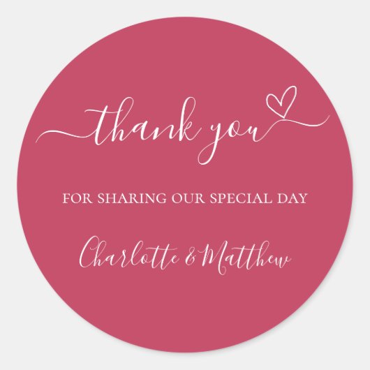 マゼン感謝していタハート結婚の ラウンドシール (正面)