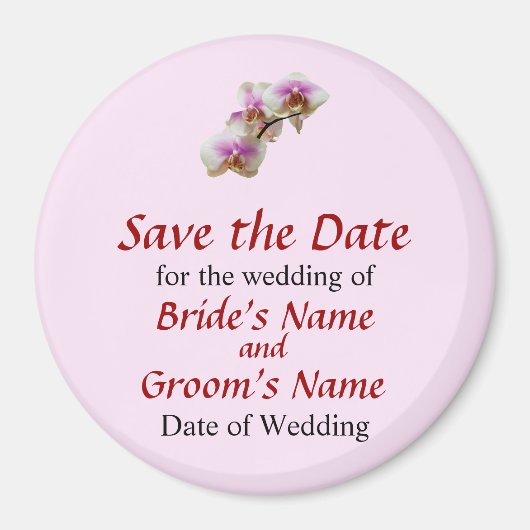 マゼン淡い色のタおよび白の蘭の日を保存 マグネット (正面)