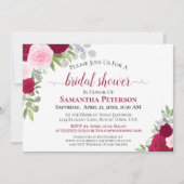 マゼン素朴タピンクボホシックフローラブライダルシャワー 招待状 (正面)