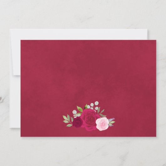 マゼン素朴タピンクボホシックフローラブライダルシャワー 招待状 (裏面)