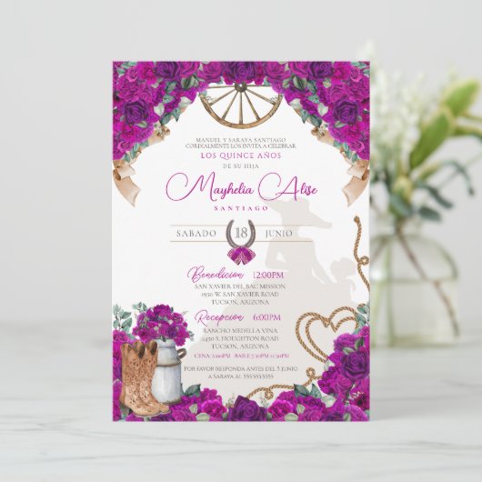 マゼン素朴タホットピンクウエスタンチャロキンセニェラ 招待状 (スタンド正面)