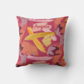 マゼン鮮やかタおよび金ゴールド抽象芸術 クッション (裏面)