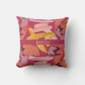 マゼン鮮やかタおよび金ゴールド抽象芸術 クッション (正面)