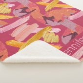 マゼン鮮やかタおよび金ゴールド抽象芸術 シェルパブランケット (3/4)