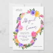 マゼン鮮やかタカジュアル紫バイオレットイエロー 招待状 (正面)