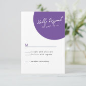マゼン鮮やかタカジュアル紫バイオレットイエローRSVPカード 出欠カード (スタンド正面)