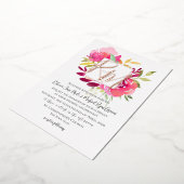 マゼン鮮やかタピンクトロピカルガーデンフローラ 箔招待状 (回転した状態)