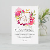マゼン鮮やかタピンクトロピカルガーデンフローラ 箔招待状 (立ち正面)