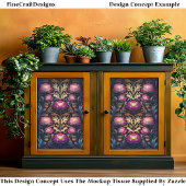 マゼン鮮やかタ色とピンク色の牡丹開花CT3デコページ 薄葉紙