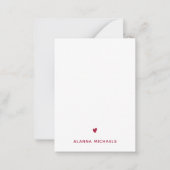 マゼン鮮やかタ色のハートと名前 ノートカード (正面)