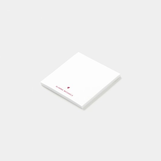 マゼン鮮やかタ色のハートと名前 ポストイット (アングル)