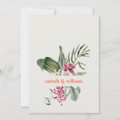 マゼン鮮やかタ赤面ボホトロピカルフローラ結婚ズ サンキューカード (裏面)