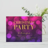 マゼン鮮やかタ《写真》ぼけ味ライト金ゴールドクリスマスパーティー 招待状 (スタンド正面)
