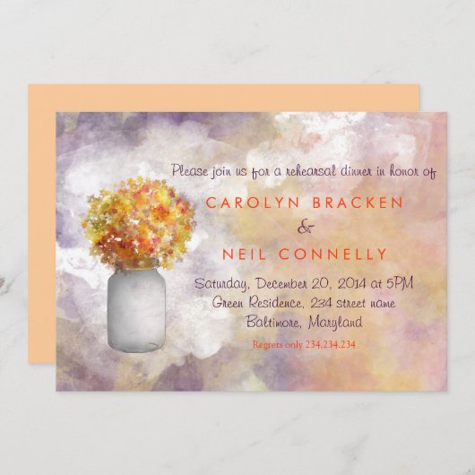 マソお洒落ンジャー/イエローフラワーリハーサルディナー 招待状 (正面/裏面)