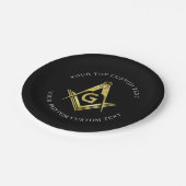 マソカスタムニックパーティー用品 |黒い金ゴールド ペーパープレート (アングル)