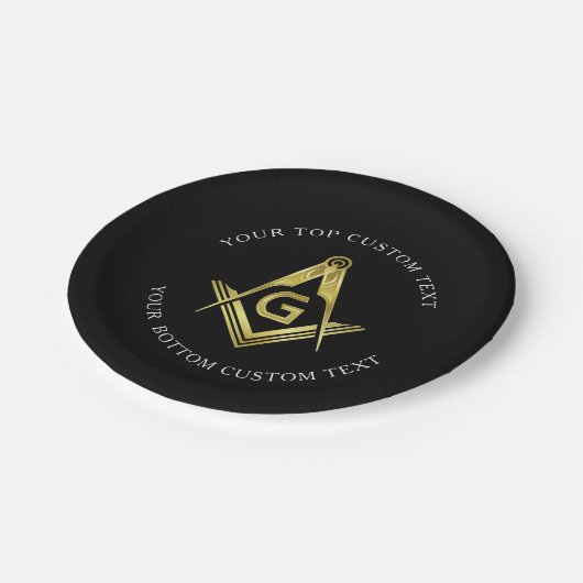 マソカスタムニックパーティー用品 |黒い金ゴールド ペーパープレート (アングル)