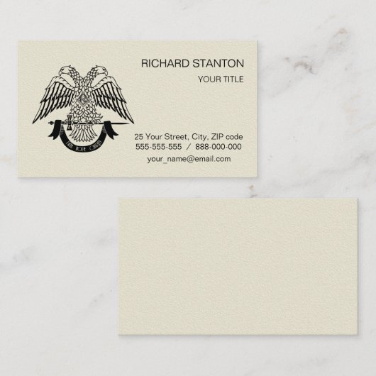 マソニックのシンボルとしての両頭のワシ 名刺 (正面/裏面)