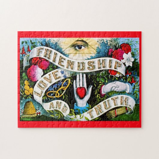 マソニックカラフル真理ロマンチックな愛の友情 ジグソーパズル (横)