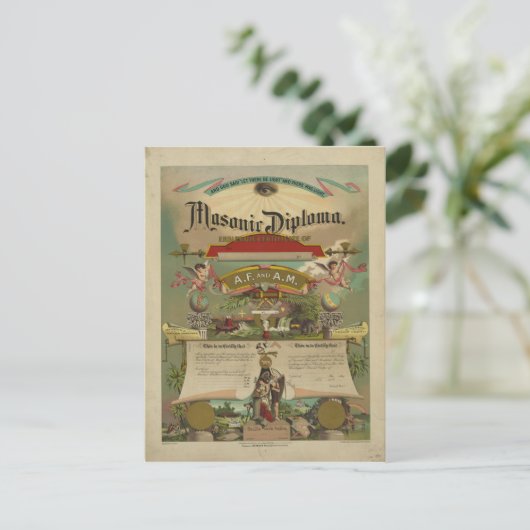 マソニックディプロマフリーメーソンフリーメーソン1891年 ポストカード (スタンド正面)