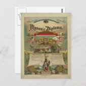 マソニックディプロマフリーメーソンフリーメーソン1891年 ポストカード (正面/裏面)