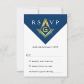 マソニックネイビーブルーと金ゴールドフレーエレガントメーソン 出欠カード (正面)