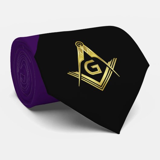 マソニックパーソナライズされたネクタイ |紫と金ゴールド ネクタイ (ロール)