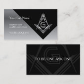 マソニックビジネスカード、シルバー&ブラックフリーメーソン 名刺 (正面/裏面)