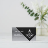 マソニックビジネスカード、シルバー&ブラックフリーメーソン 名刺 (スタンド正面)