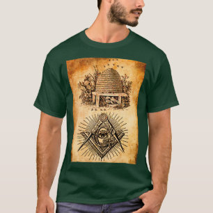 マソニックビーハイブシンボルフリーメソンロッジスクエア Tシャツ