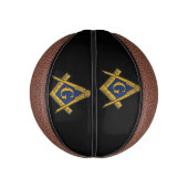 マソニックフリーメゾンズスクエアとコンパスブラック ミニバスケットボール (縦)