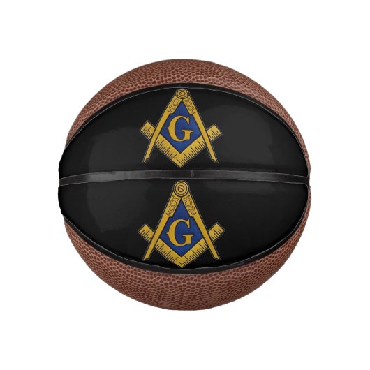 マソニックフリーメゾンズスクエアとコンパスブラック ミニバスケットボール (正面)